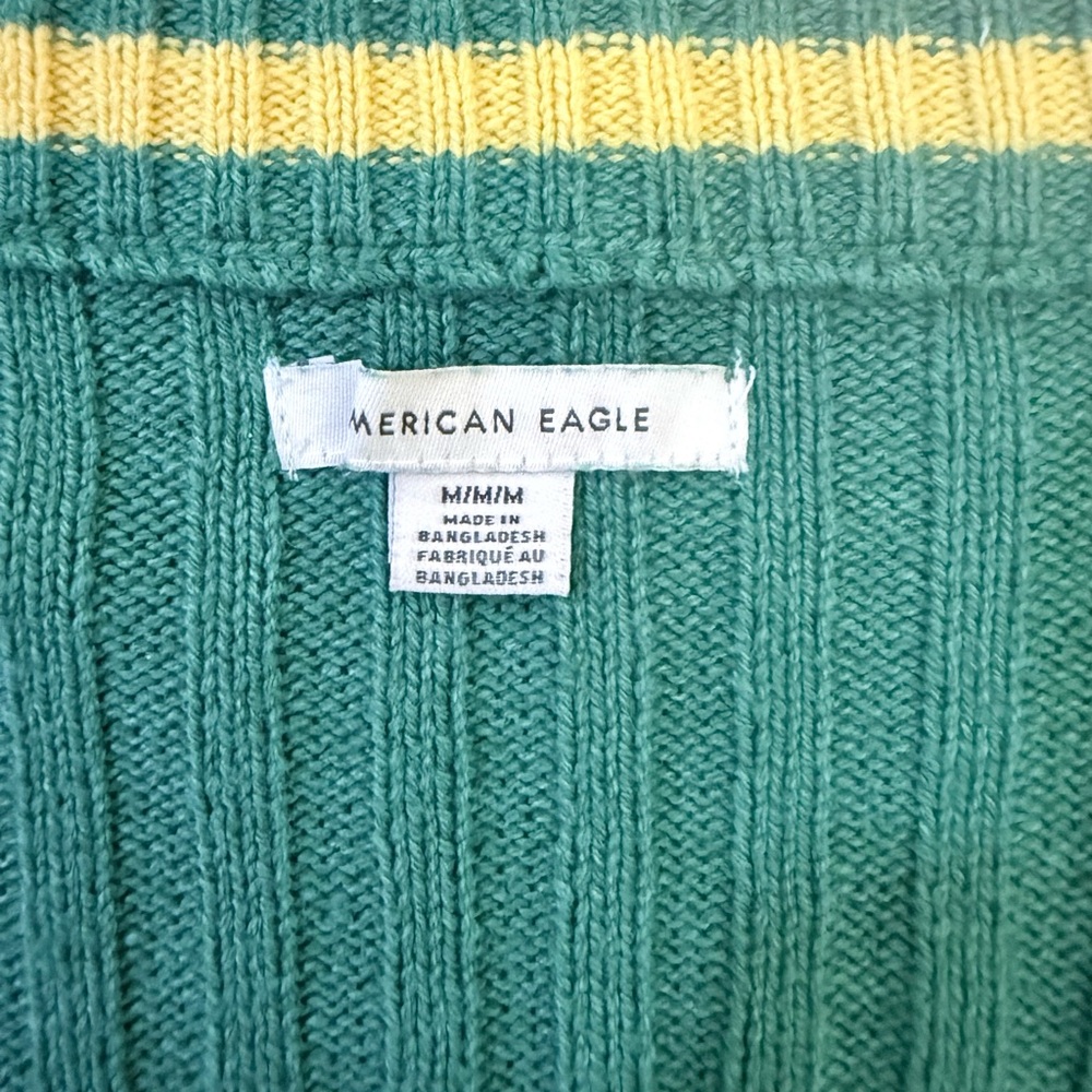 American Eagle Cropped Ribbed Cardigan Sweater – Green – Size Medium - Picture 7 of 7
